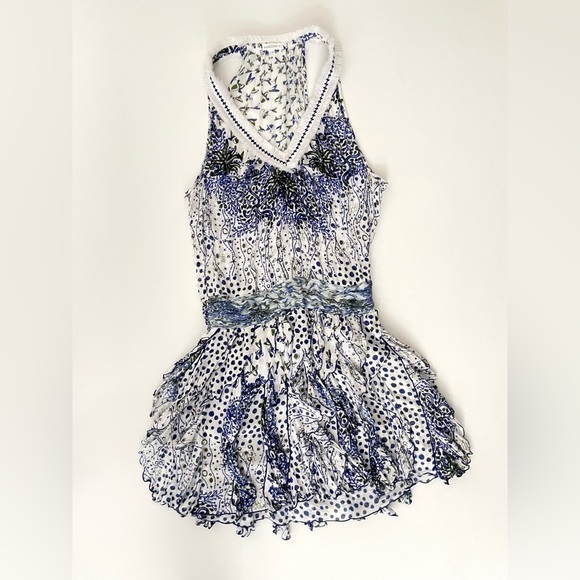 Poupette St. Barth Beline Printed Dress fringe ruffled mini small - Picture 14 of 15